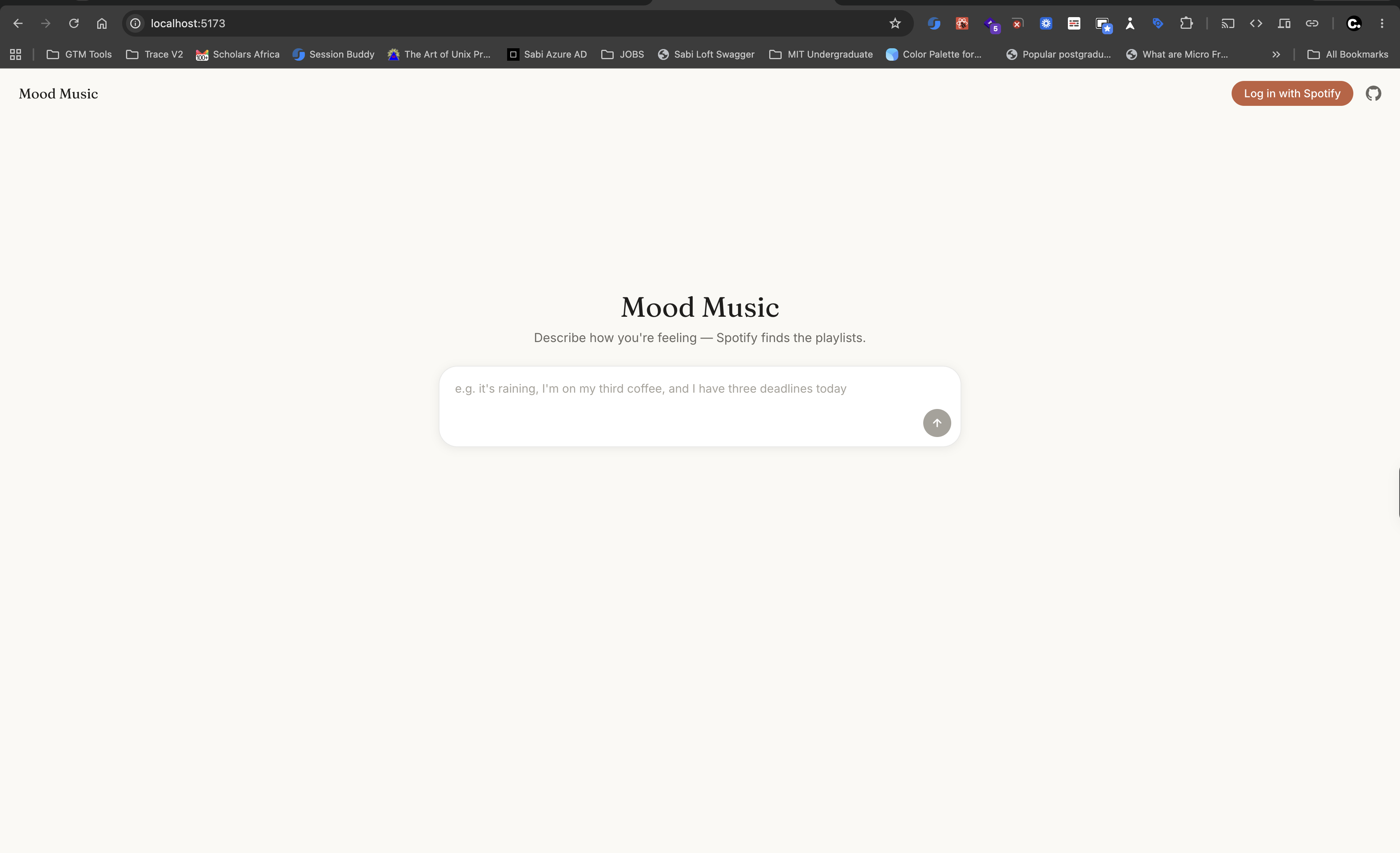 The local development server is running at http://localhost:5173.